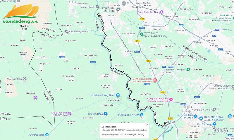 096.89.01 Hình vẽ vệ tinh đường bờ đông sông Vàm Cỏ Đông